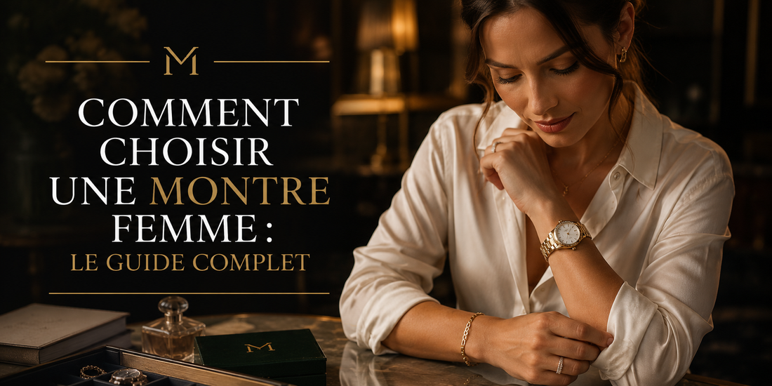 Femme portant une montre dorée élégante — guide complet pour choisir une montre femme