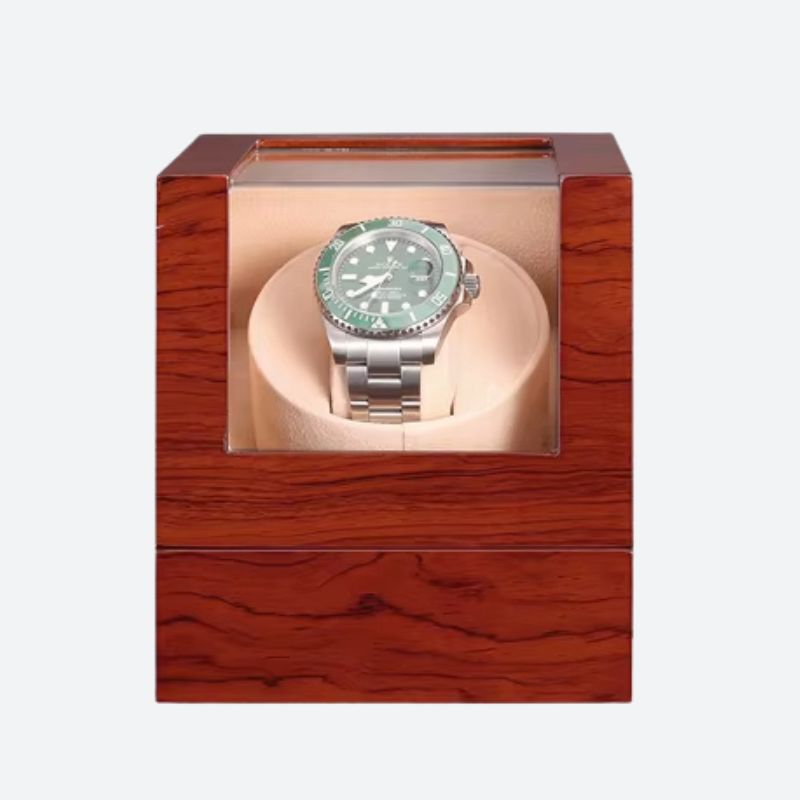 Boîte à montres en bois et remontoir pour montres automatiques