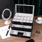 Coffret cuir montres et bijoux, vue d'ensemble
