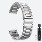 Bracelet montre connectée acier à maillons, vue de face