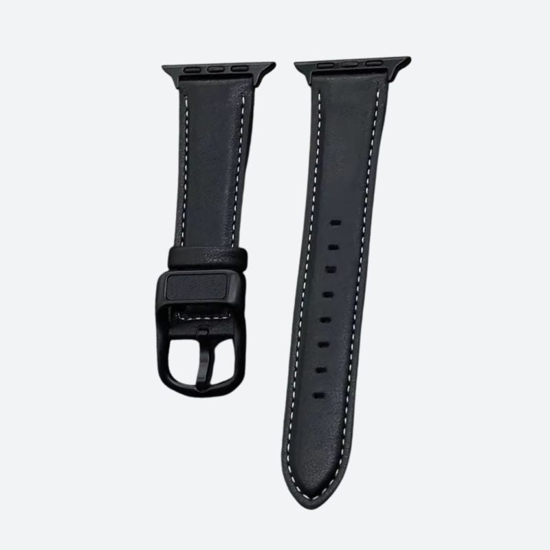 Bracelet montre connectée cuir au poignet