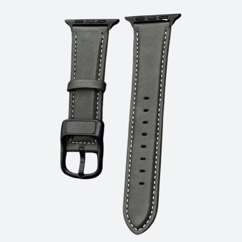 Bracelet montre connectée cuir, vue de dos