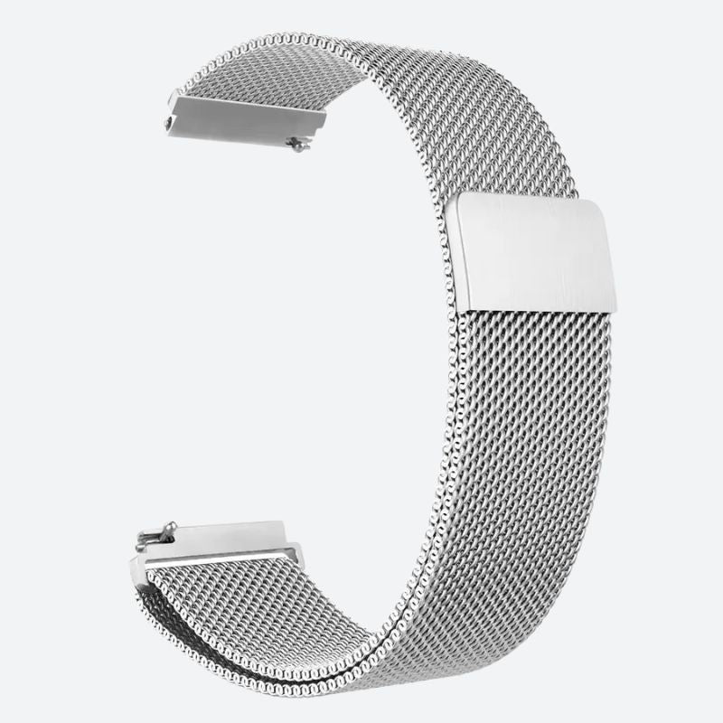 Bracelet montre connectée milanais en maille d'acier, vue de face