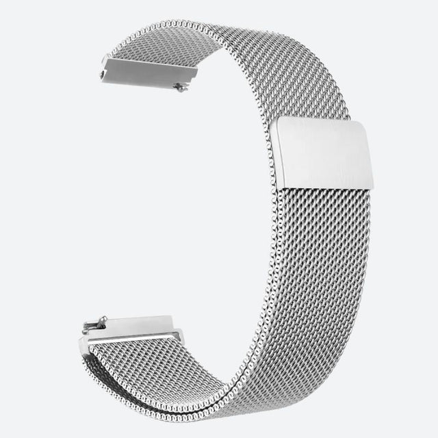 Bracelet montre connectée milanais en maille d'acier, vue de face