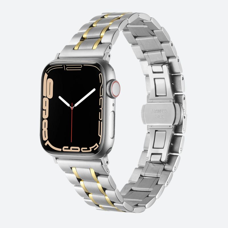 Bracelet montre connectée métal en acier, vue de face
