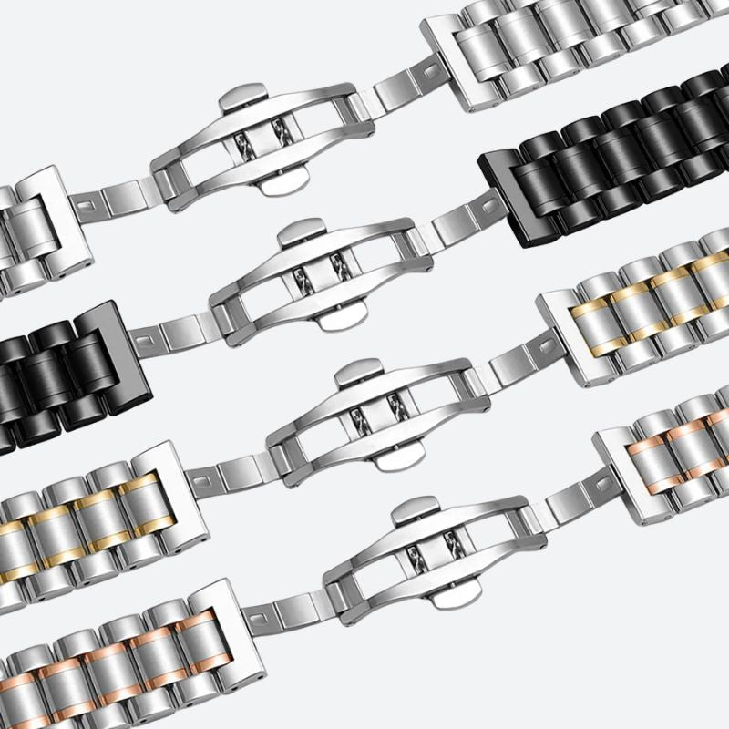 Bracelet montre connectée métal, vue de dos