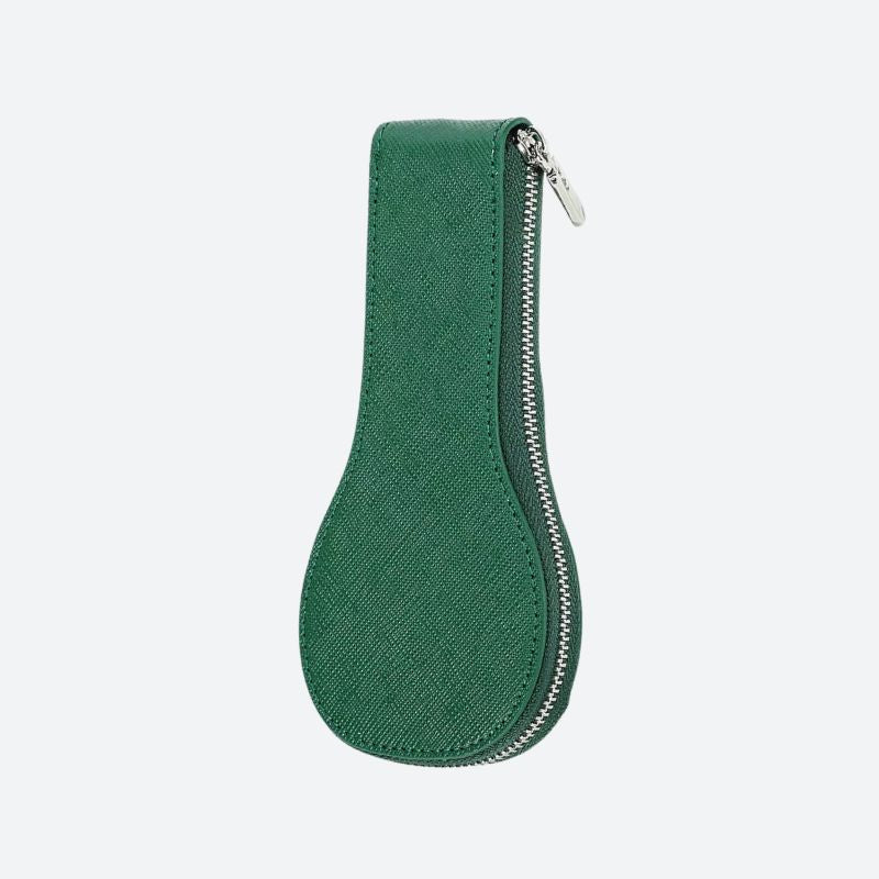Étui à montre de voyage zippé en cuir Saffiano, vue de face