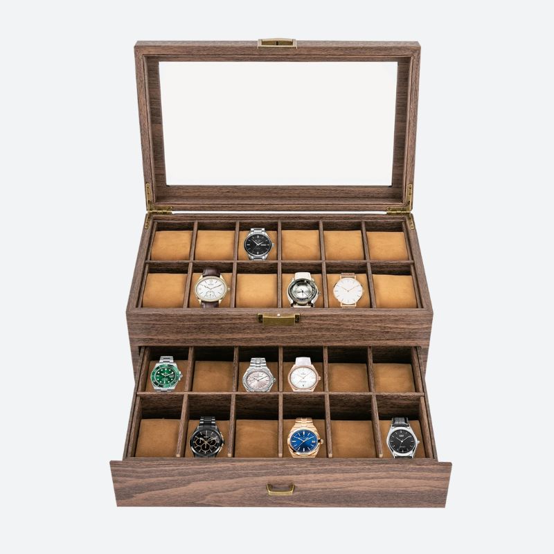 Tiroir de rangement de la boîte à montres en bois