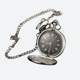 Montre à Gousset Femme Cadran Romain Noir en Acier