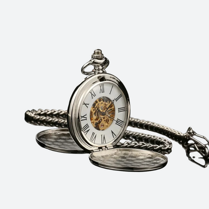 Montre à Gousset Femme Squelette Double Face Mécanique