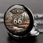Détail du couvercle Route 66 de la montre à gousset