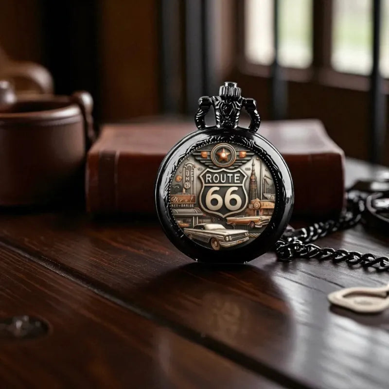 Montre à gousset homme Route 66, couvercle ouvert