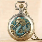 Montre à gousset homme sirène bronze portée en pendentif