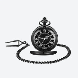 Montre à Gousset Homme Vintage Chiffres Romains Chaîne Noire