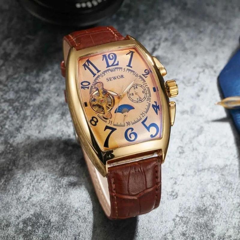 Montre automatique femme cadran doré chaud
