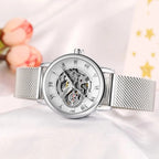 Bracelet en maille milanaise de la montre automatique femme