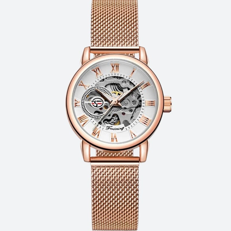 Montre automatique femme finition argentée