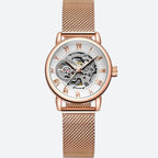 Montre automatique femme finition argentée