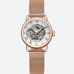 Montre Automatique Femme Maille Milanaise Cadran Ajouré