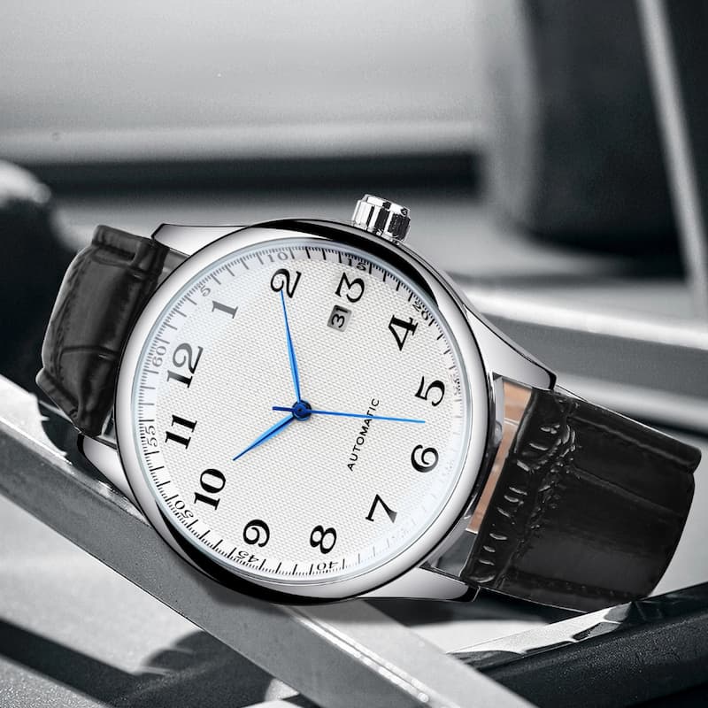 Bracelet en cuir véritable de la montre automatique homme