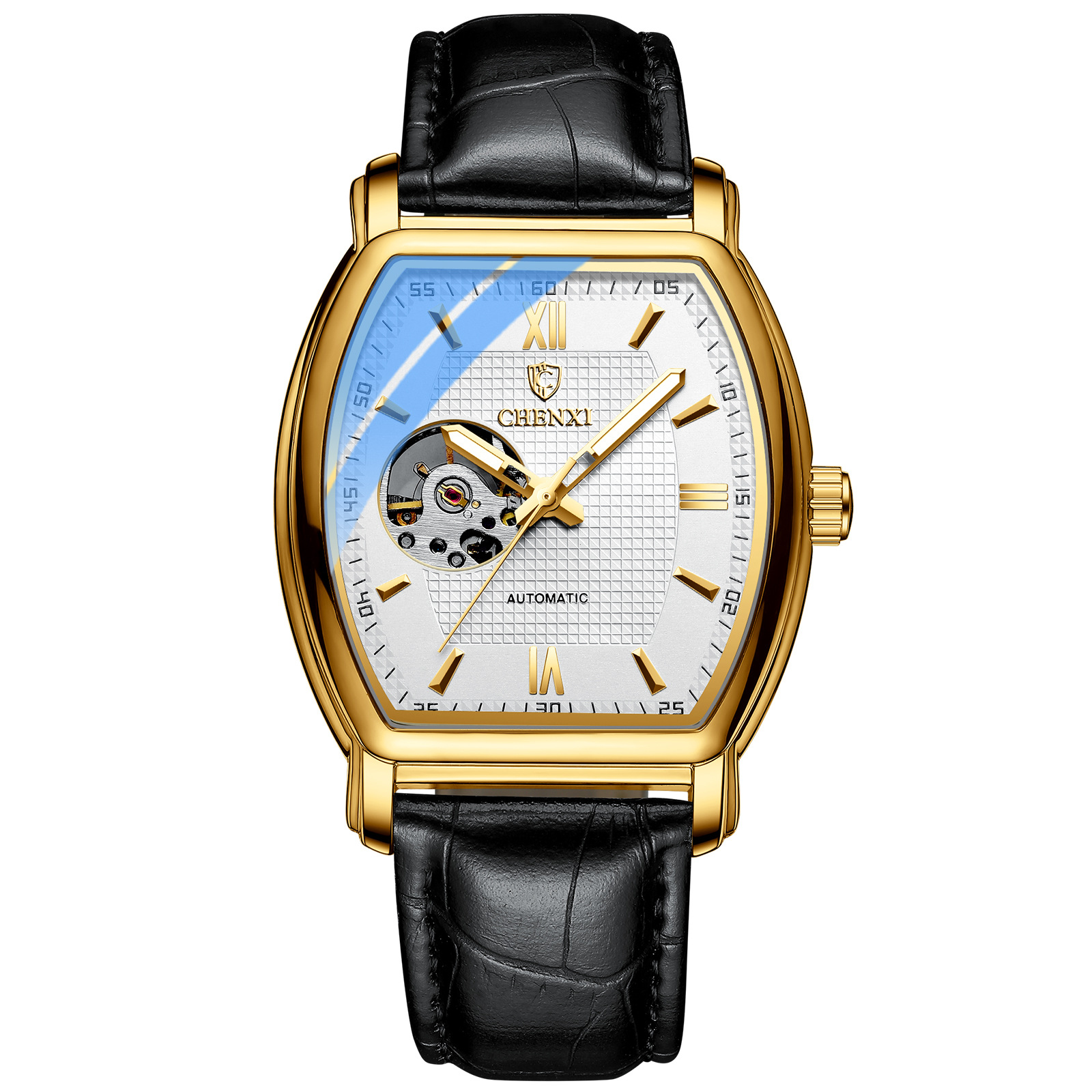 Cadran apparent dévoilant les rouages de la montre homme