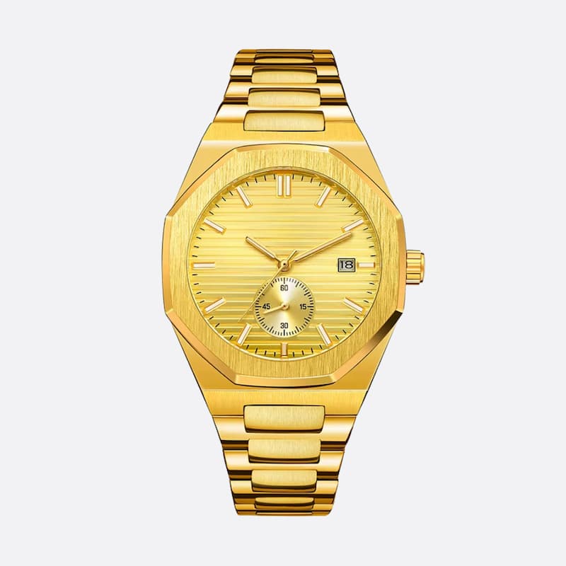 Aiguilles lumineuses de la montre automatique homme dorée
