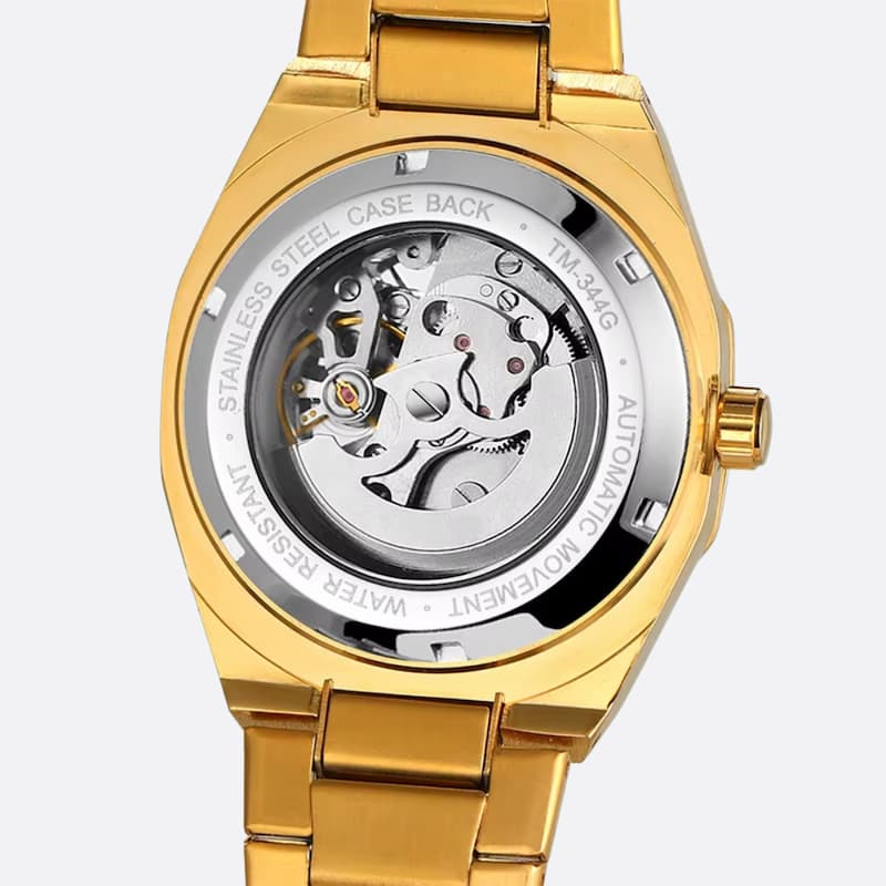 Montre automatique homme octogonale, vue de profil