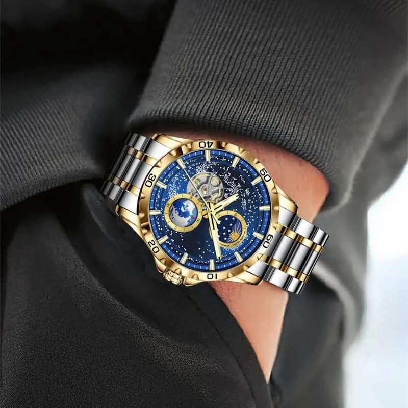 Montre automatique homme galaxie bracelet acier