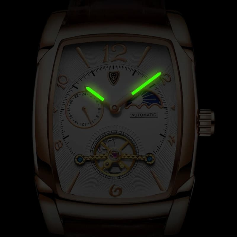 Bracelet cuir de la montre automatique homme tonneau