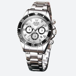 Montre Chronographe Femme Argentée Lunette Noire 35 mm