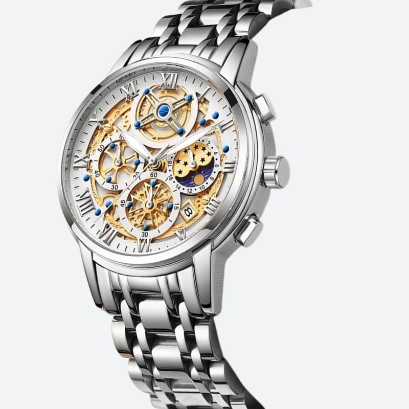 Montre Chronographe Femme Cadran Texturé & Bracelet Métallique - vue 1 - Montrelio