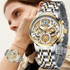 Montre Chronographe Femme Cadran Texturé & Bracelet Métallique - vue 3 - Montrelio