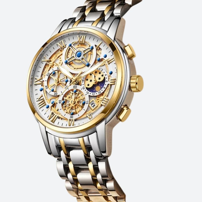Montre Chronographe Femme Cadran Texturé & Bracelet Métallique - vue 4 - Montrelio