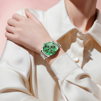 Montre Chronographe Femme Cadran Vert Impérial & Acier Miroir - vue 4 - Montrelio