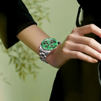 Montre Chronographe Femme Cadran Vert Impérial & Acier Miroir - vue 5 - Montrelio
