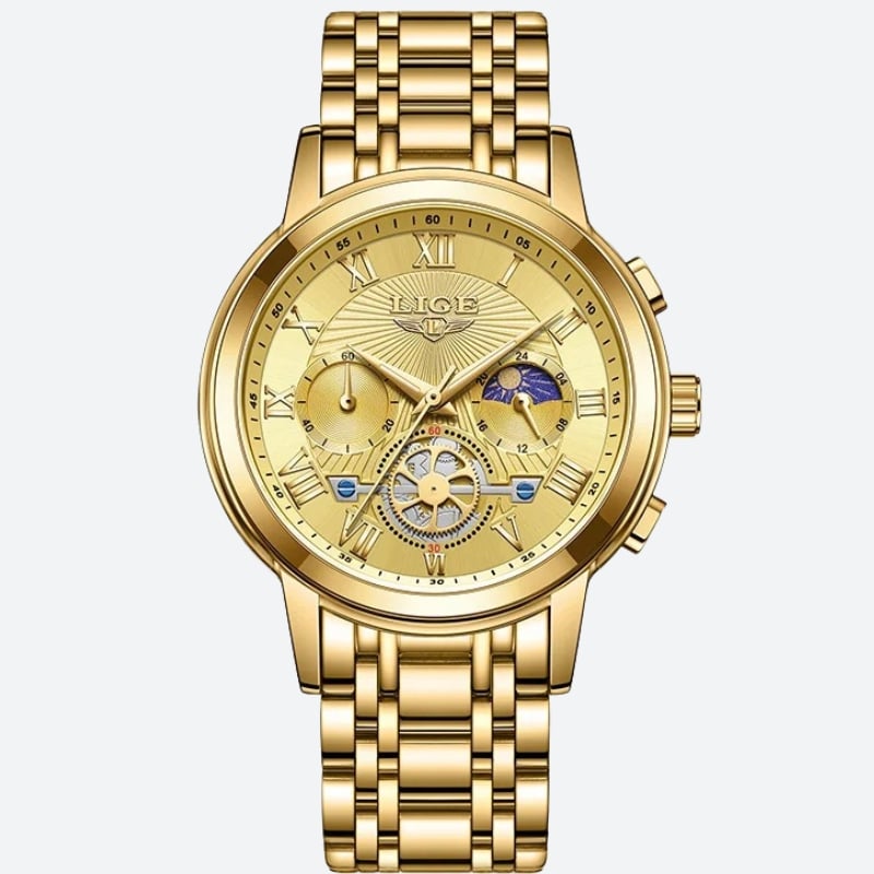 Montre Chronographe Femme Dorée Phase Lunaire - vue 1 - Montrelio