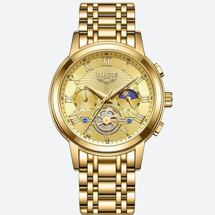 Montre Chronographe Femme Dorée Phase Lunaire