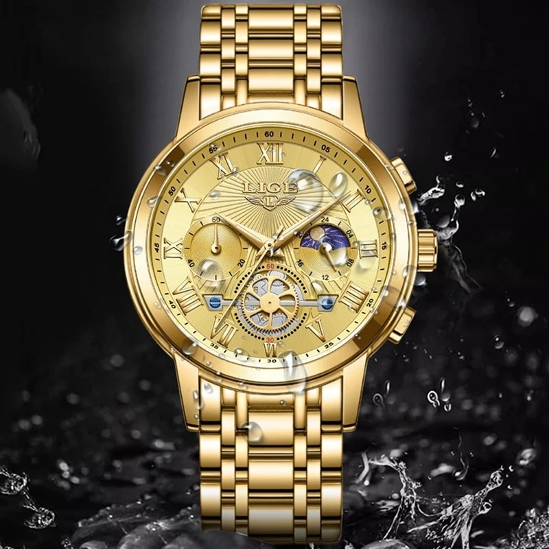 Montre Chronographe Femme Dorée Phase Lunaire - vue 4 - Montrelio