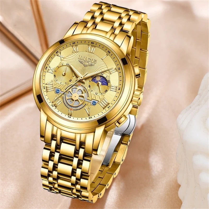 Montre Chronographe Femme Dorée Phase Lunaire - vue 6 - Montrelio