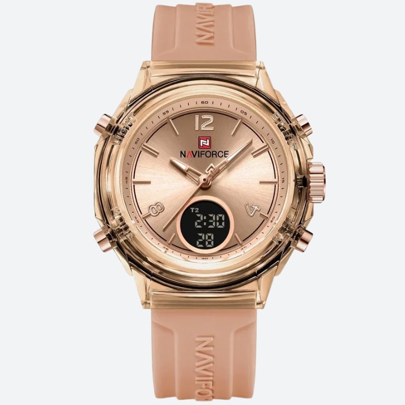 Montre Chronographe Femme Rose Doré Cadran Digital - vue 1 - Montrelio