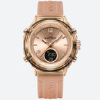 Montre Chronographe Femme Rose Doré Cadran Digital - vue 1 - Montrelio