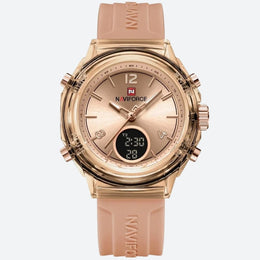 Montre Chronographe Femme Rose Doré Cadran Digital
