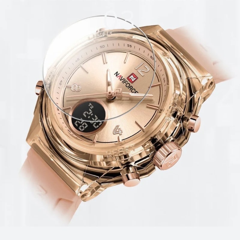 Montre Chronographe Femme Rose Doré Cadran Digital - vue 6 - Montrelio