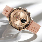 Montre Chronographe Femme Rose Doré Cadran Digital - vue 7 - Montrelio