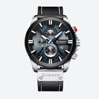 Montre Chronographe Homme à Quartz Boîtier Large Bracelet Cuir - vue 2 - Montrelio