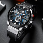 Montre Chronographe Homme à Quartz Boîtier Large Bracelet Cuir - vue 7 - Montrelio