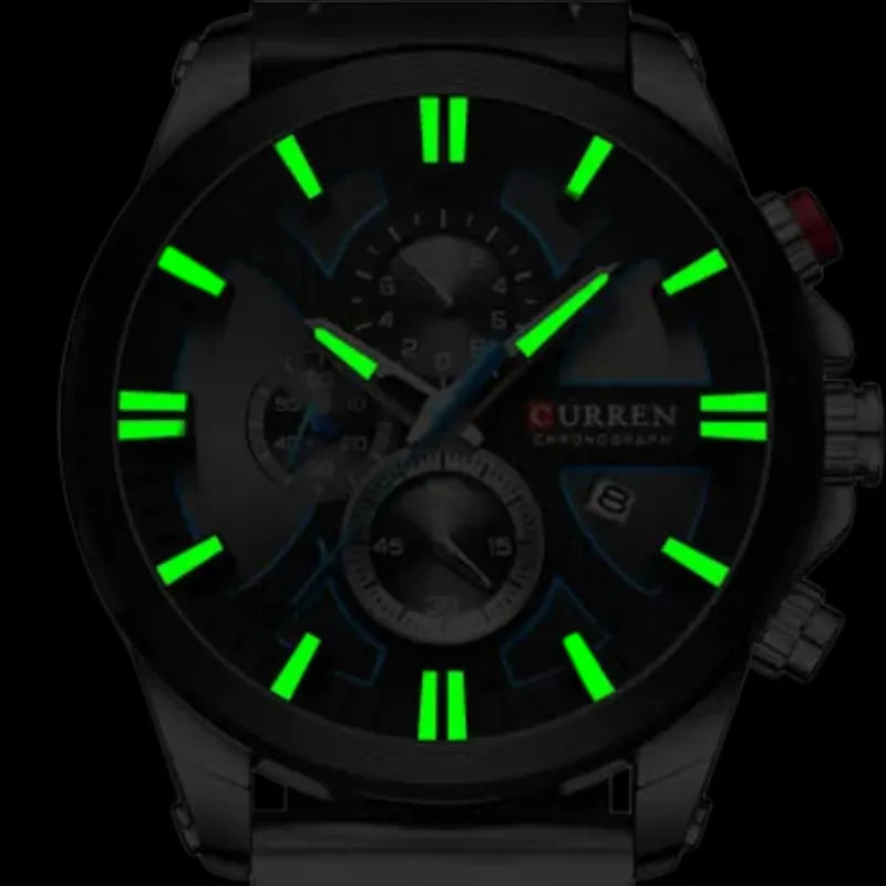 Montre Chronographe Homme à Quartz Boîtier Large Bracelet Cuir - vue 8 - Montrelio