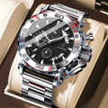 Montre Chronographe Homme Acier Inoxydable Design Vertical - vue 3 - Montrelio