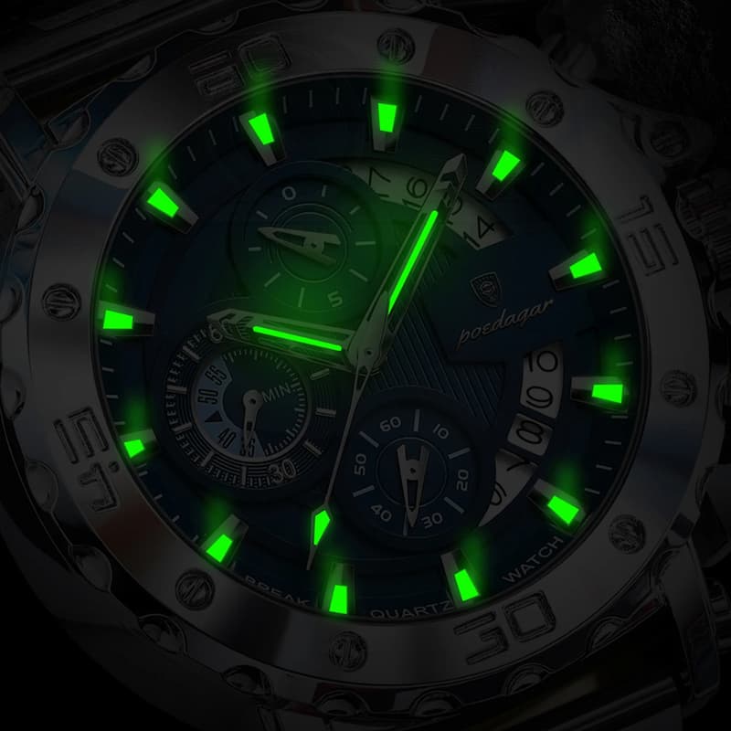 Montre Chronographe Homme Acier Inoxydable Design Vertical - vue 7 - Montrelio