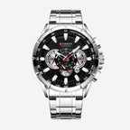 Montre chronographe homme quartz cadran bleu, vue de face